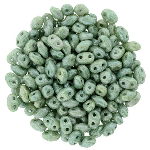MiniDuo 2x4mm 2-Hole Czech Glass Beads LUSTER STONE GREEN